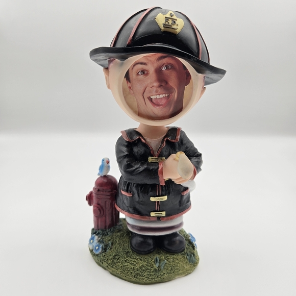 Fireman Fire Fighter Bobble Head Face Foto Head picture Frame Melannco - Picture 1 of 16